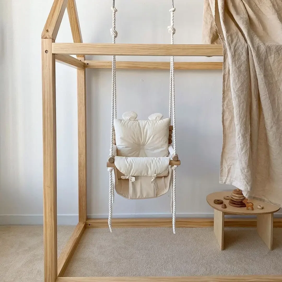Baby Nursery Basket - ベビー室内ハンギングスイング、幼児用ハンギングチェア、小型バスケット布製ロッキングチェア、家庭用子供用スイング、保育園用快適スイング