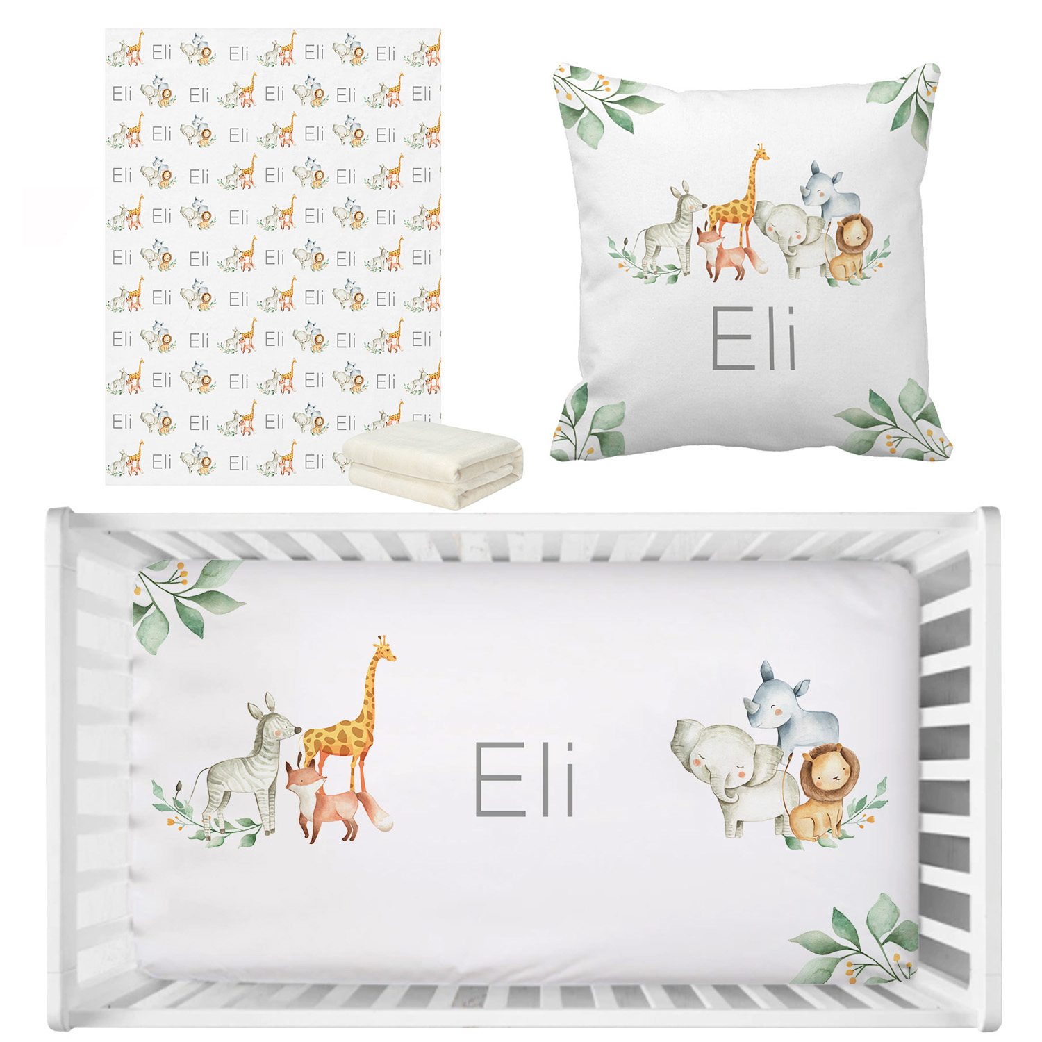 Baby Nursery Bedding Sets - LVYZIHO ベビーベッド寝具セット 保育園、パーソナライズされたジャングルアニマルベビー寝具セット