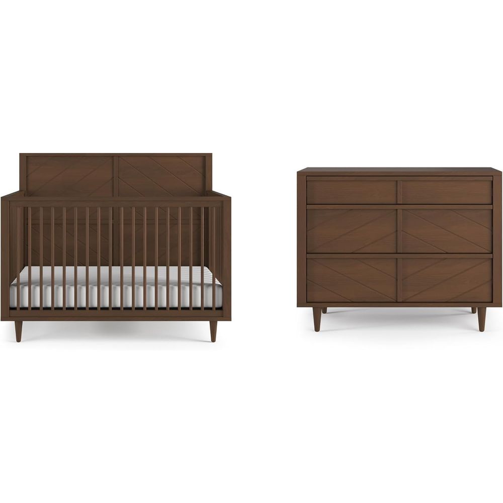 Convertible Crib Set - サリーヒルデザイン 4-in-1 変形ベビーベッドセット、ベビーベッドと3つのチェスト、または赤ちゃん、幼児、子供用ベッド