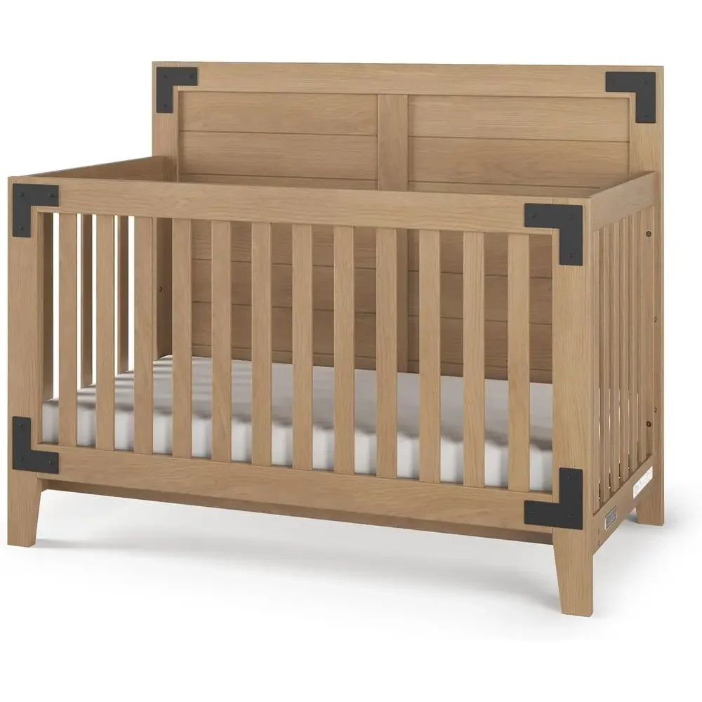 Convertible Crib Set - ルーカスデザイン 4-in-1 変形ベビーベッドセット - ベビーベッド、幼児用ベッド、フルサイズベッド、3段階調整可能なマットレスポジション