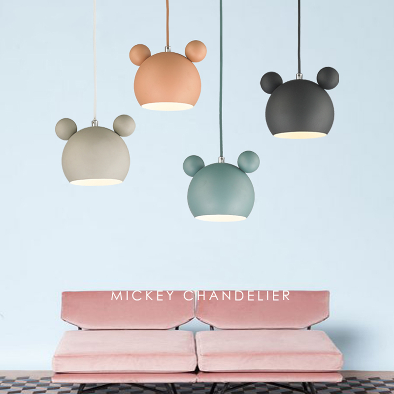 Baby Nursery Light - 現代ミッキーペンダントライトカラフルな鉄 Hanglamp ダイニングルーム寝室ベビールーム北欧家の装飾 E27 照明器具サスペンション