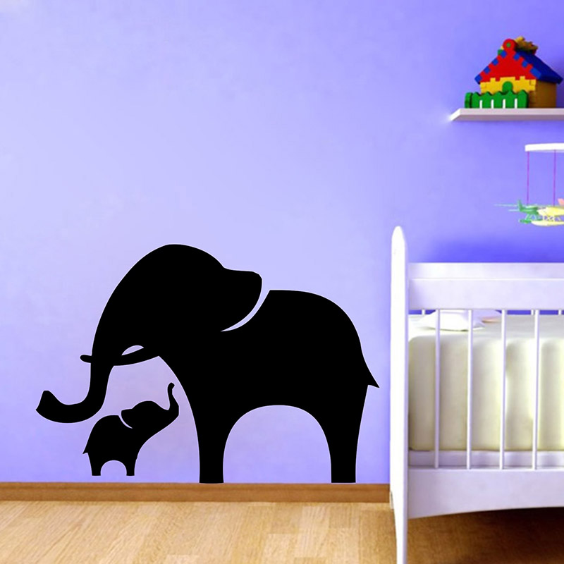 Baby Nursery Vinyl Wall Stickers - 象のビニールの壁のステッカー,ママと赤ちゃんの象,芸術の装飾,保育園,アート,p2040