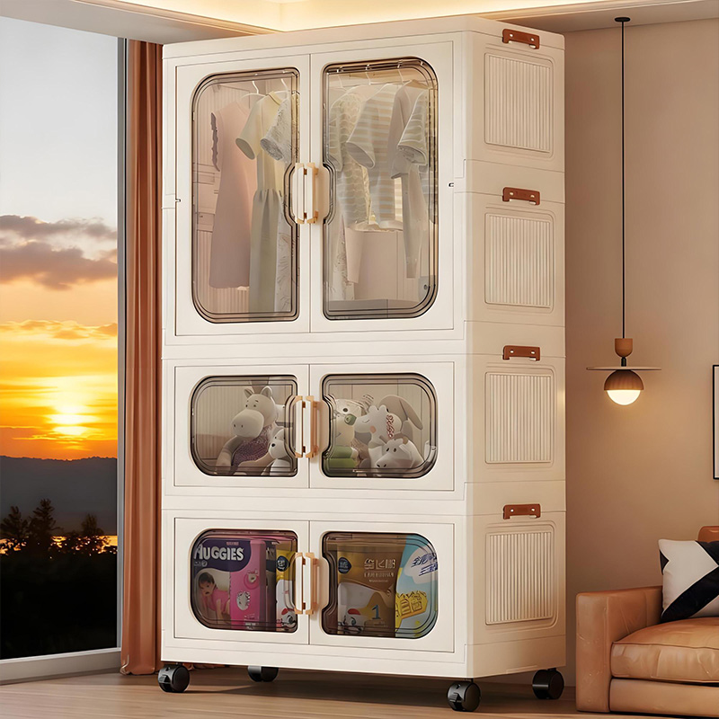 Closet Organizer Baby - 設置不要の折りたたみ式ベビーワードローブ – リビングルームと寝室用の多層おもちゃ収納キャビネット、省スペースの衣類オーガナイザー