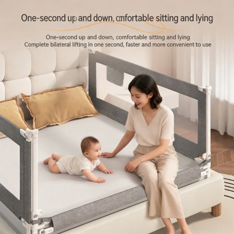 Bed Rail Toddler - 180cm調節可能なベビーベッドガードレール - 子供の活動のためのポータブル安全ベッドフェンス、通気性のあるメッシュ壁付き転倒防止レール