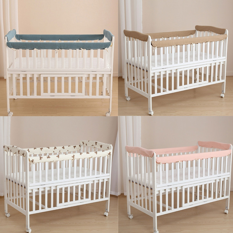 Bed Rail Toddler - 赤ちゃん用の綿のベビーベッドプロテクター,新生児用の標準サイズのバンパー,包まれたカバー,柔らかくて厚いベビーベッドのプロテクターのセット