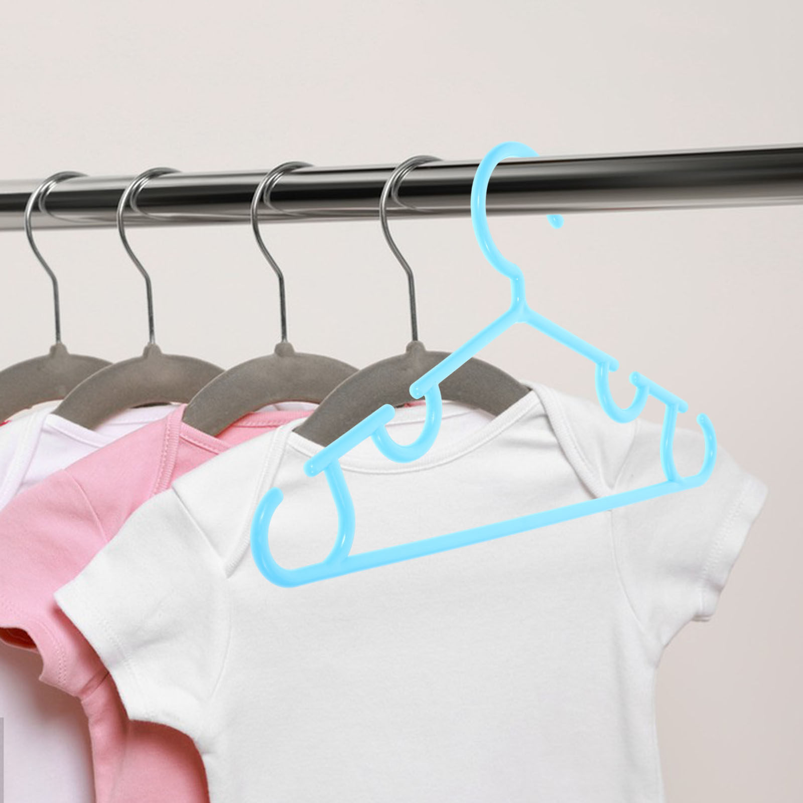 Closet Organizer Baby - 10個入り 高耐久ベビーハンガー 滑り止めプラスチック製 子供服ハンガー クローゼットオーガナイザー 収納