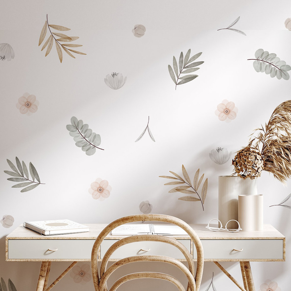 Baby Nursery Vinyl Wall Stickers - 自由奔放に生きる葉植物 DIY ウォールステッカーアート壁画ビニールウォールステッカー保育園キッズルーム女の赤ちゃん寝室の家の装飾
