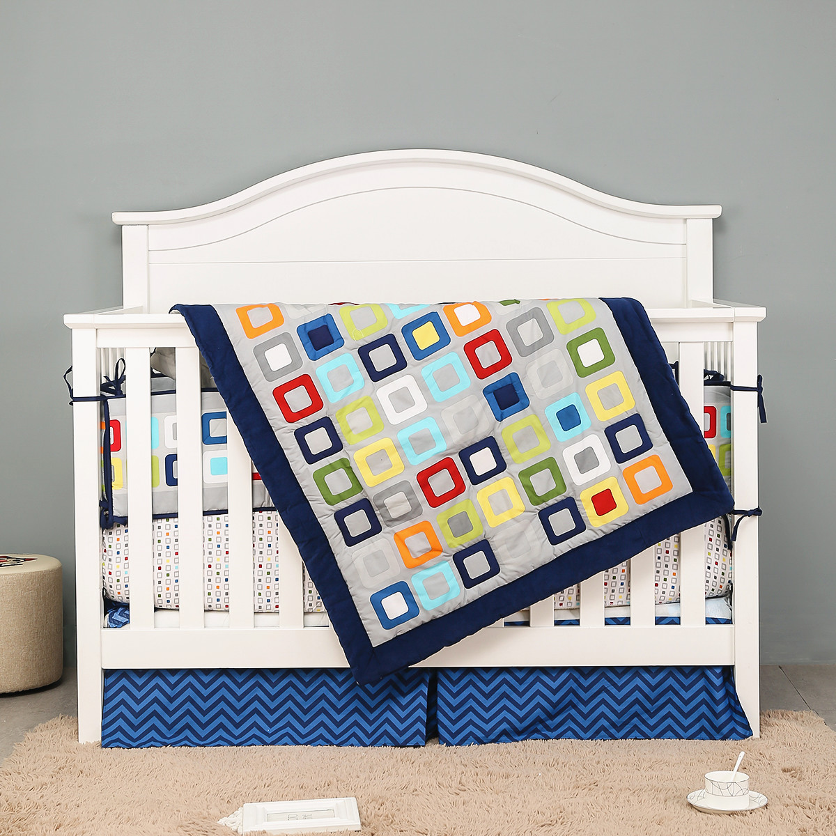 Baby Nursery Bedding Sets - 7点セット ベビーベッド寝具セット ベビーベッドバンパー プロテクター 乳児用保育室 新生児用