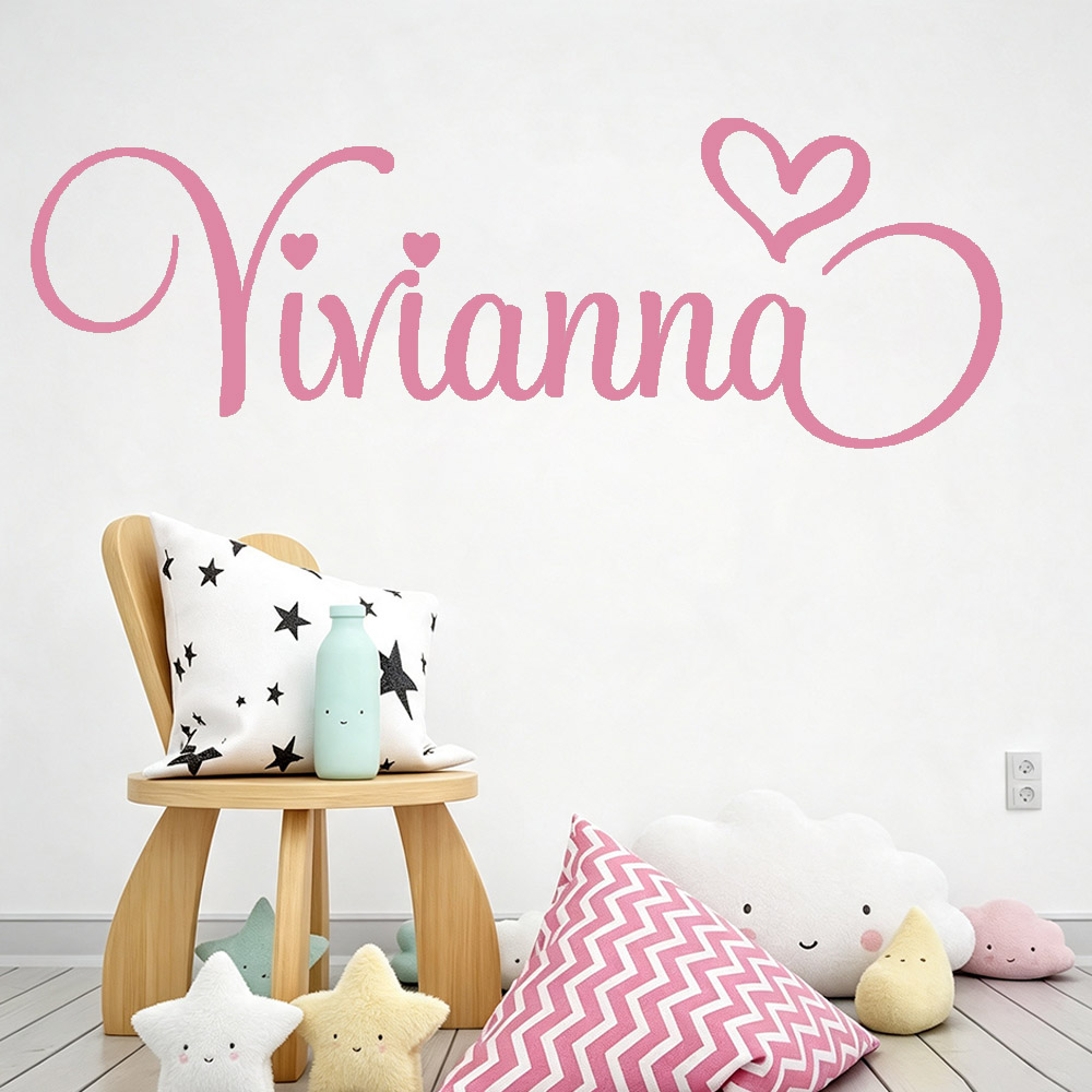 Baby Nursery Decals - 子供部屋用ウォールステッカー パーソナライズされた子供の名前入りビニールデカール ハート型名前入り装飾ステッカー 男の子 女の子 赤ちゃん部屋用