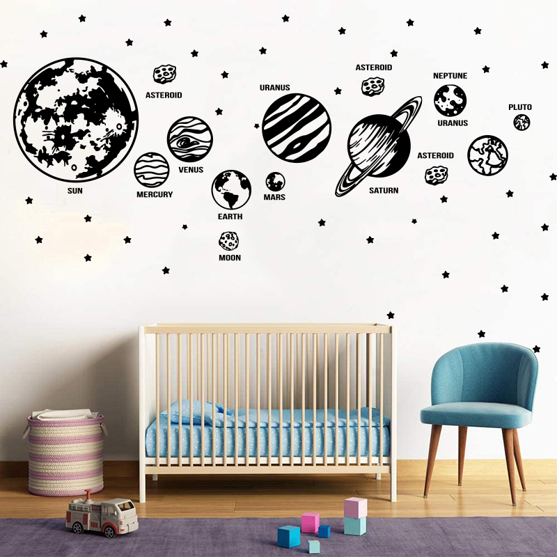 Baby Nursery Furniture - 大きな惑星のソーラーシステム,ウォールステッカー,ベビールーム,子供部屋,空,プレイルーム用