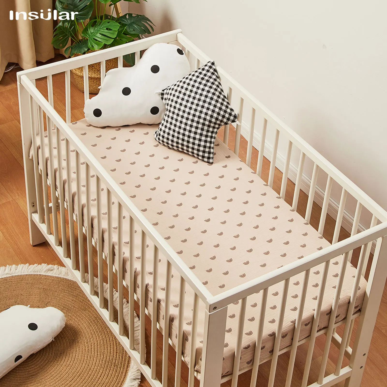 Baby Nursery Bedding Sets - 柔らかい綿のベビーベッドカバー,ベビーベッドシーツ,新生児用プリント寝具セット,ミニコット,130x70cm
