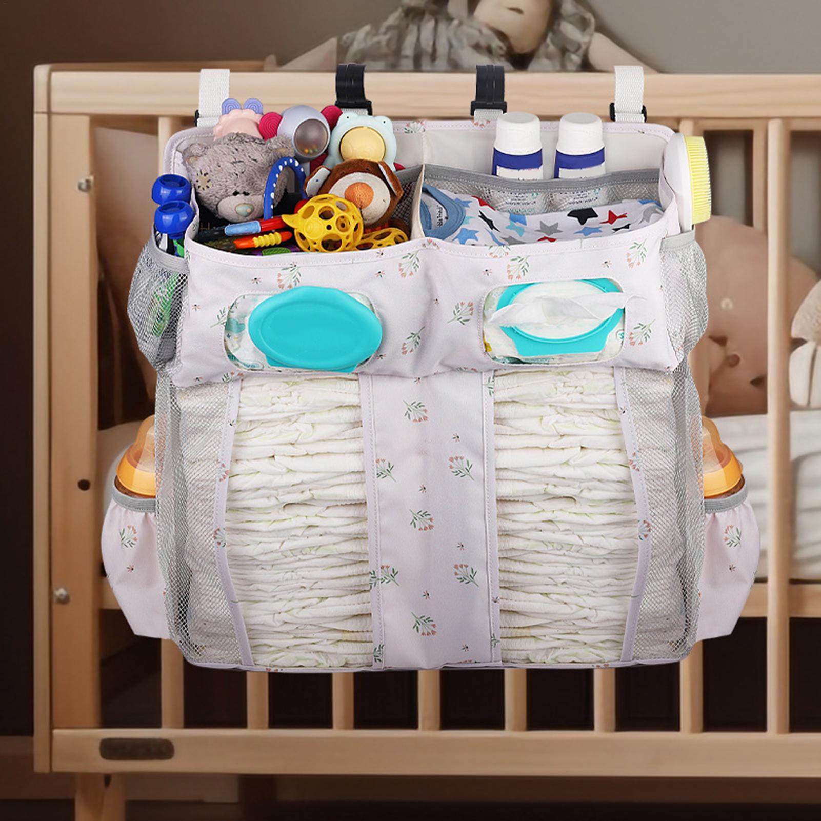 Baby Nursery Organizer - ぶら下げベビーベッド収納袋幼児必需品おむつおむつオーガナイザーミルクボトルワイプよだれかけベビーベッド保育園ポケットスタッカー