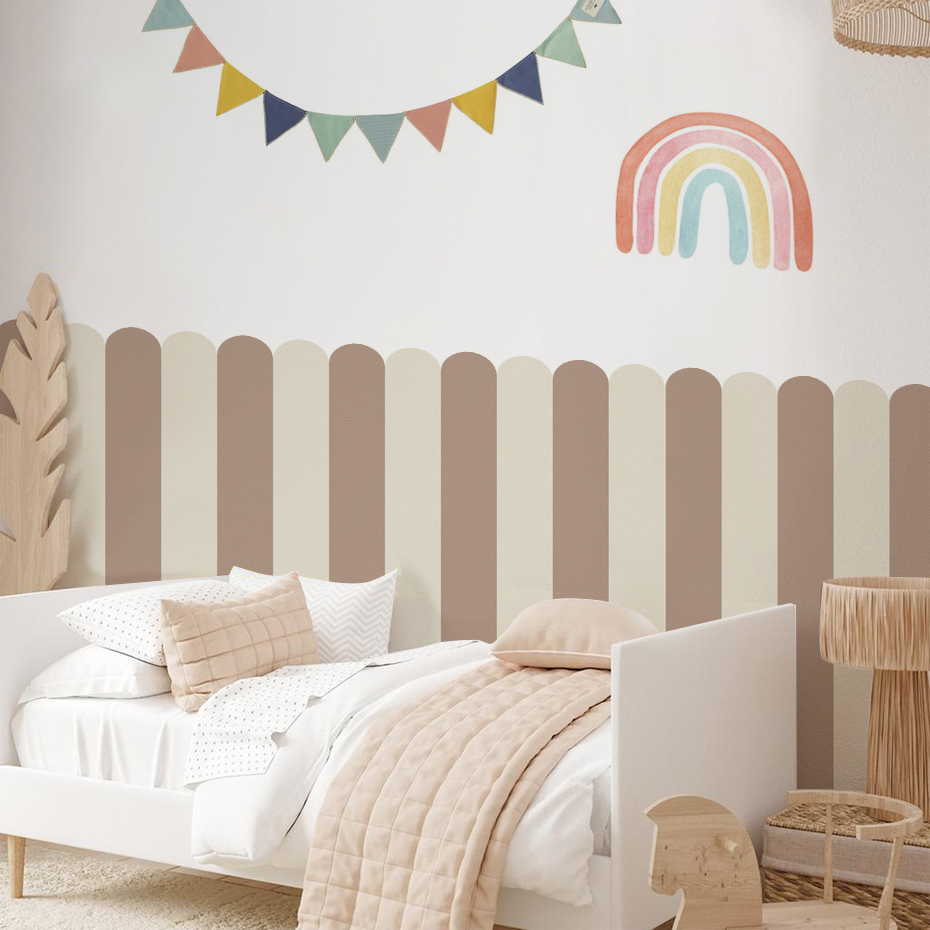 Baby Nursery Decals - マルチカラー縦ストライプアーク壁紙保育園子供壁アートキッズルームリビングルーム家の装飾防水ピールアンドスティック