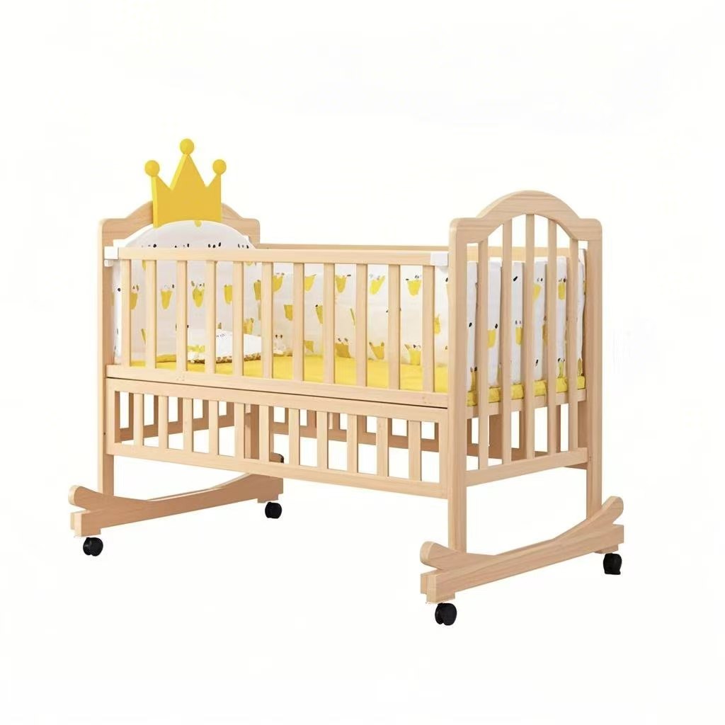 Convertible Crib Set - 松材ベビーベッド キッズロッキングコット 女の子 男の子 寝具 子供用家具
