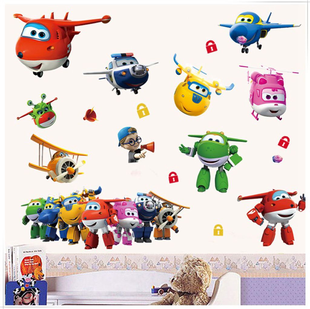 ホット漫画スーパー羽変形飛行機ロボット赤ちゃん家の装飾アニメ - Baby Nursery Decals のレビューと価格