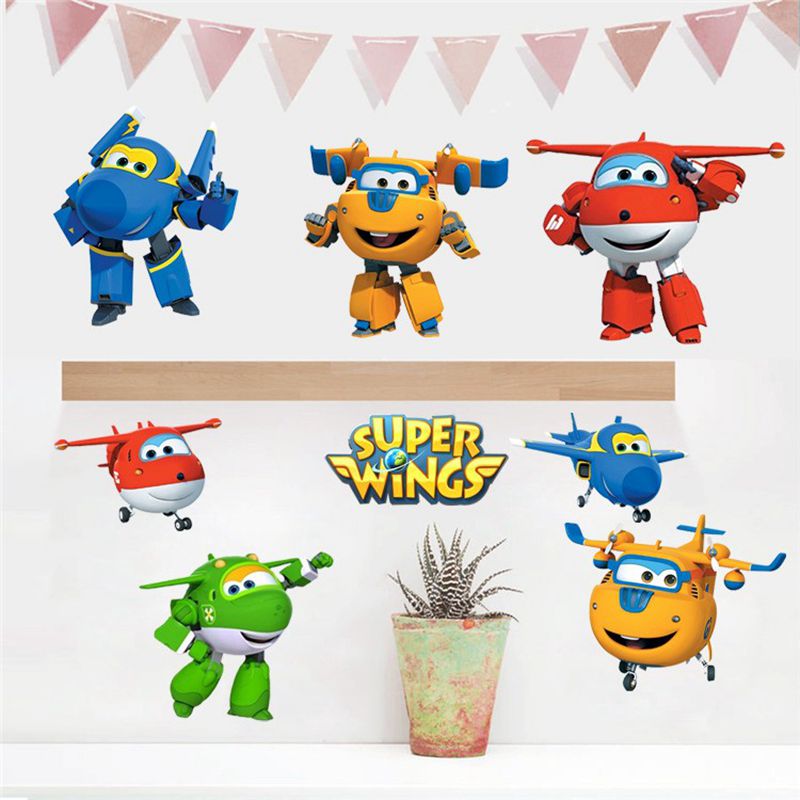 ホット漫画スーパー羽変形飛行機ロボット赤ちゃん家の装飾アニメ - Baby Nursery Decals のレビューと価格