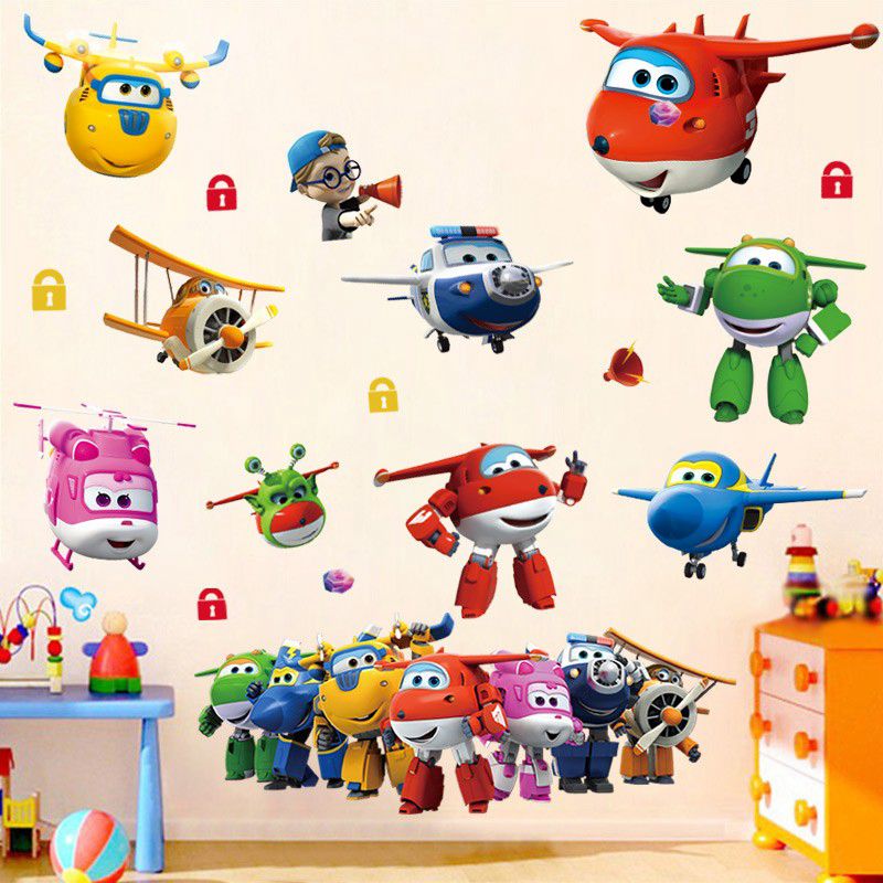 ホット漫画スーパー羽変形飛行機ロボット赤ちゃん家の装飾アニメ - Baby Nursery Decals のレビューと価格