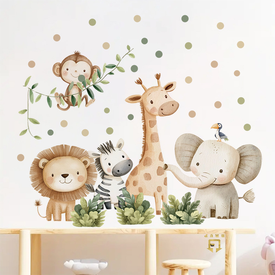 自由奔放に生きる森の動物ウォールステッカーキッズルーム用男の - Baby Nursery Furniture のレビューと価格