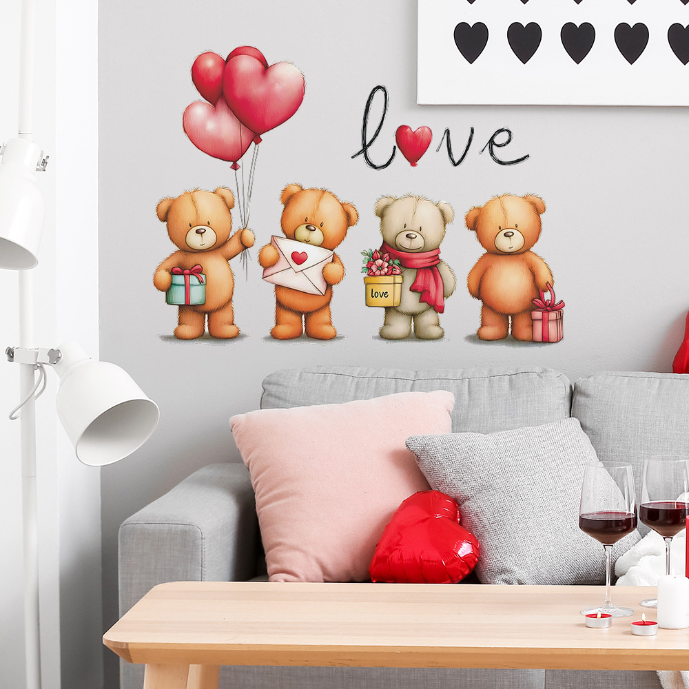 ロマンチックな漫画のクマの風船ウォールステッカー DIY ビ - Baby Nursery Vinyl Wall Stickers のレビューと価格