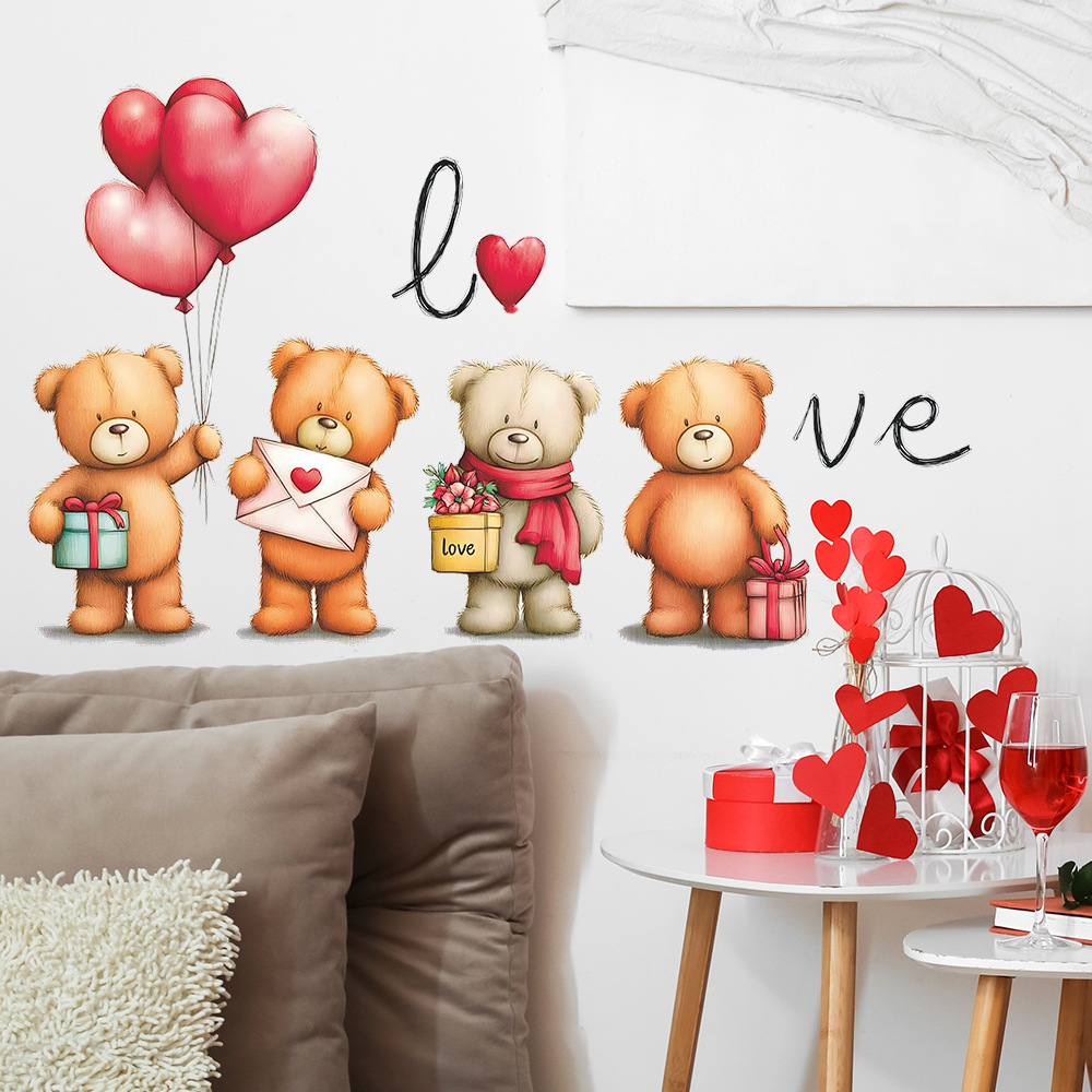 ロマンチックな漫画のクマの風船ウォールステッカー DIY ビ - Baby Nursery Vinyl Wall Stickers のレビューと価格