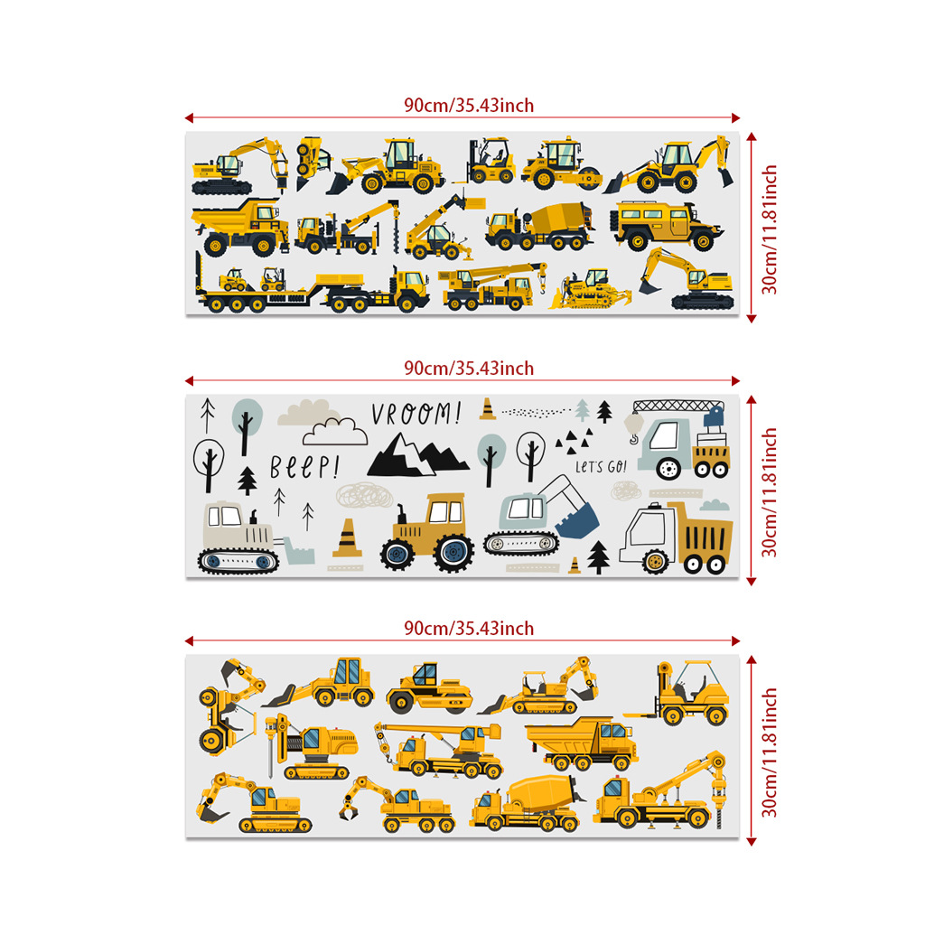 漫画ショベルエンジニアリング車の壁のステッカー自己粘着子供部 - Baby Nursery Decals のレビューと価格