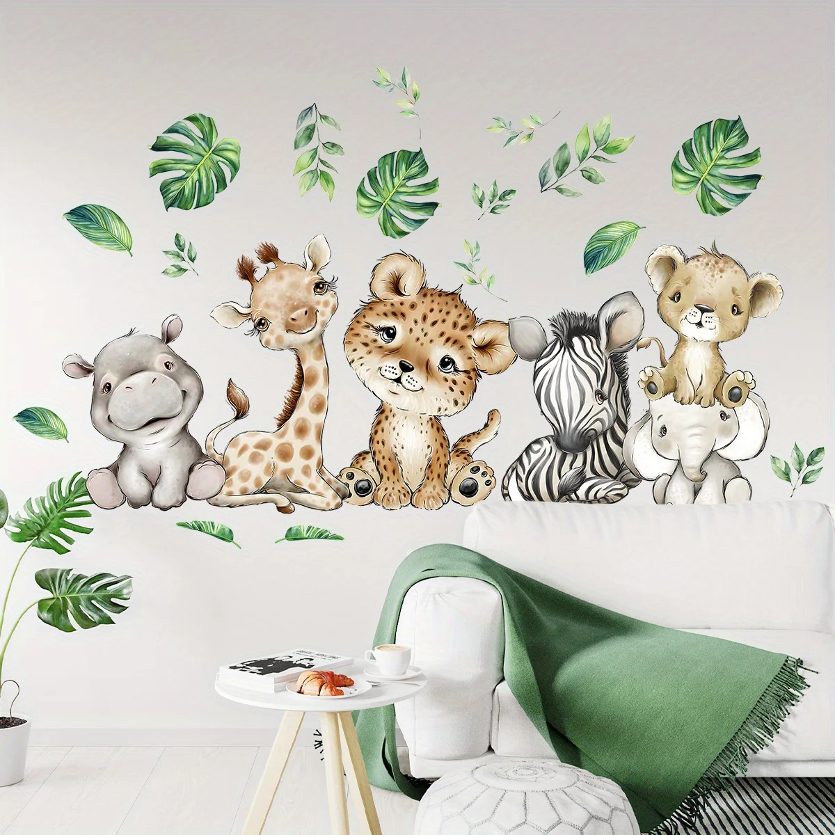 1PC 漫画かわいいカバ虎象鹿の木動物の壁のステッカー寝室リ - Baby Nursery Decals のレビューと価格
