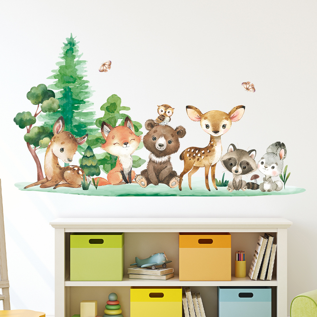 森の動物テーマ クマ 鹿 ウサギ 子供用ウォールステッカー  - Baby Nursery Forest Theme のレビューと価格