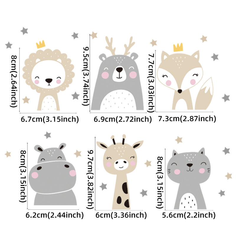 6 ピース/セット自由奔放に生きるカラーかわいい笑顔漫画動物 - Baby Nursery Sets のレビューと価格