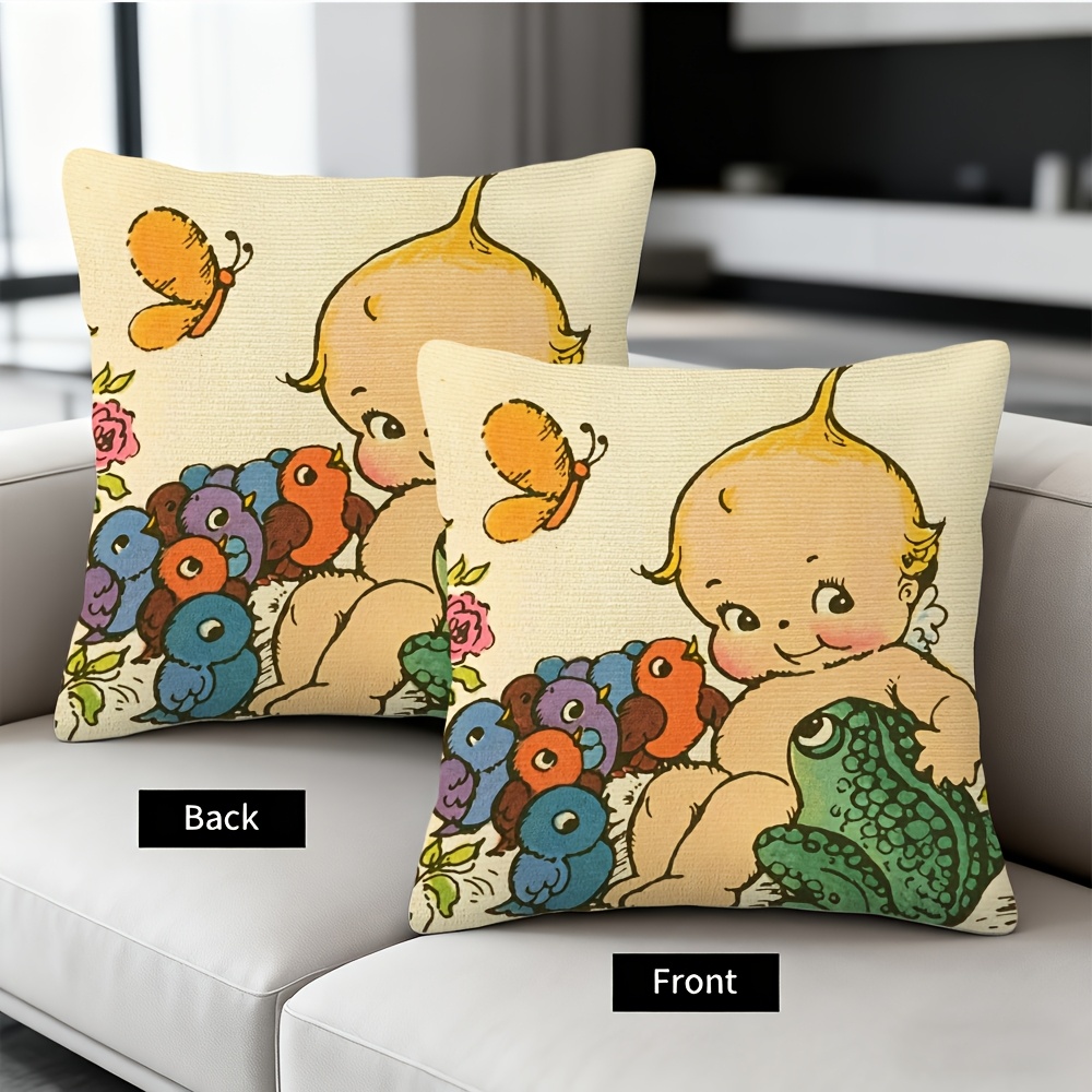 かわいい赤ちゃんカエル保育園装飾枕カバースロークッションカバ - Baby Nursery Cushion のレビューと価格