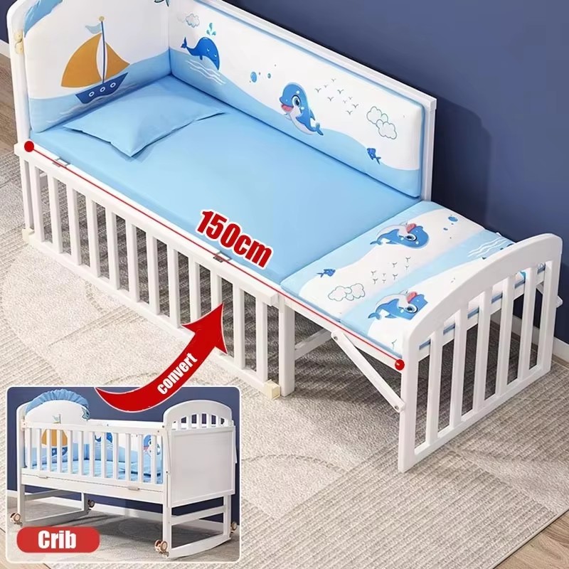木製ベビーベッド（蚊帳とおむつ交換台付き）、子供用ベッド、寝 - Convertible Crib Set のレビューと価格