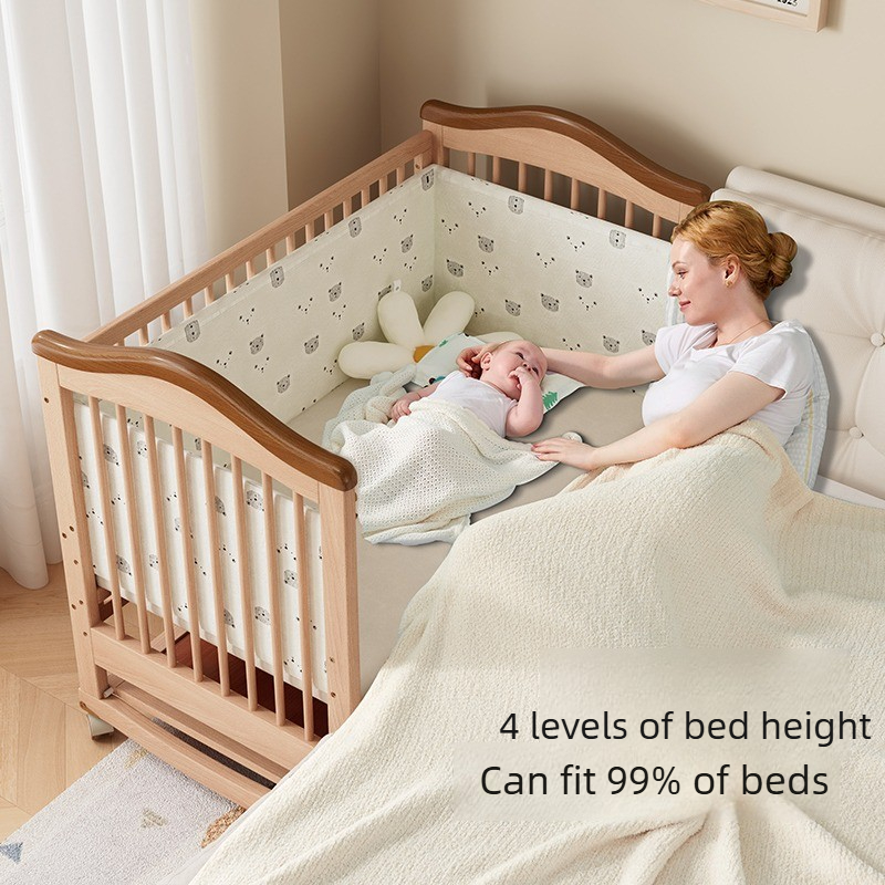 無垢材ベビーベッド 高さ調節可能 コンバーチブル添い寝ベッド - Convertible Crib Set のレビューと価格