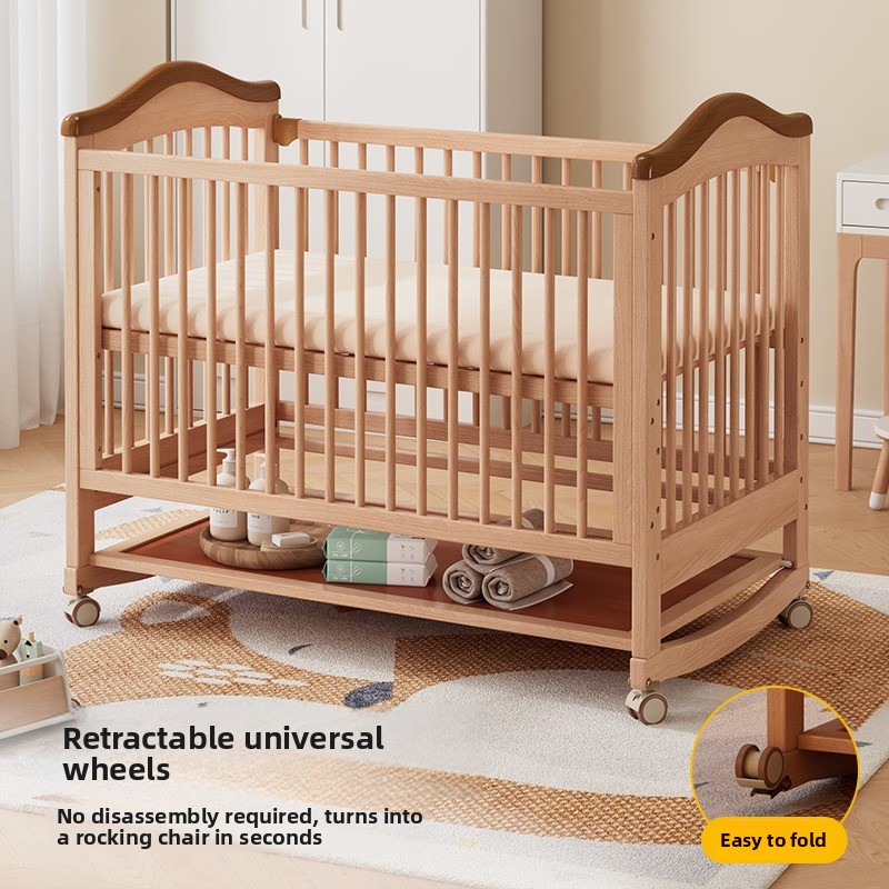 無垢材ベビーベッド 高さ調節可能 コンバーチブル添い寝ベッド - Convertible Crib Set のレビューと価格