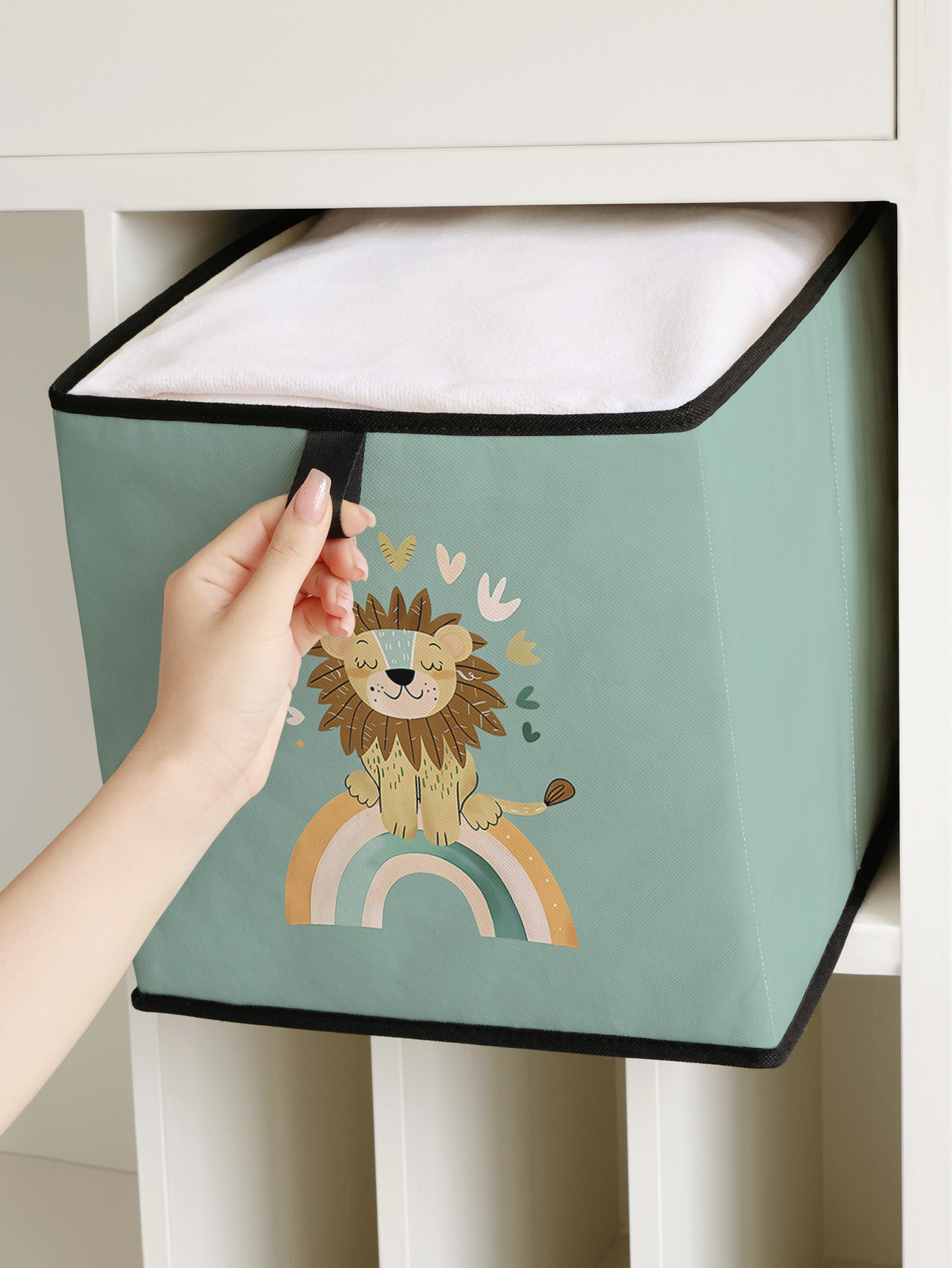 かわいいライオンレインボープリント折りたたみ式収納キューブボ - Closet Organizer Baby のレビューと価格