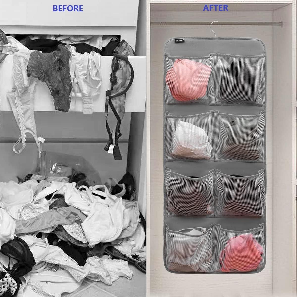 両面吊り下げ式クローゼットオーガナイザー、靴下、下着、ブラジ - Closet Organizer Baby のレビューと価格