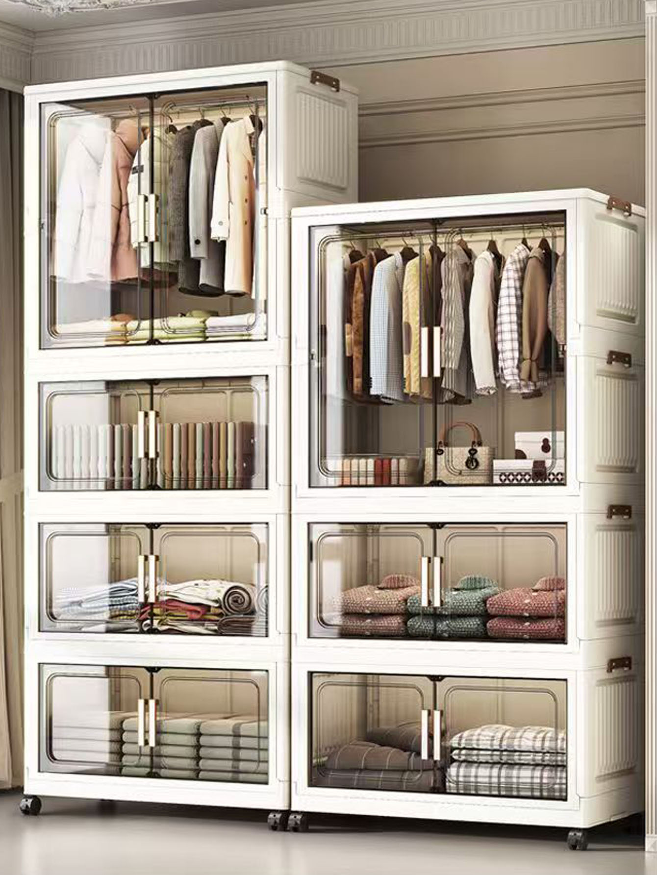多層構造の厚手プラスチック収納キャビネット、家庭用寝室、ベビ - Closet Organizer Baby のレビューと価格