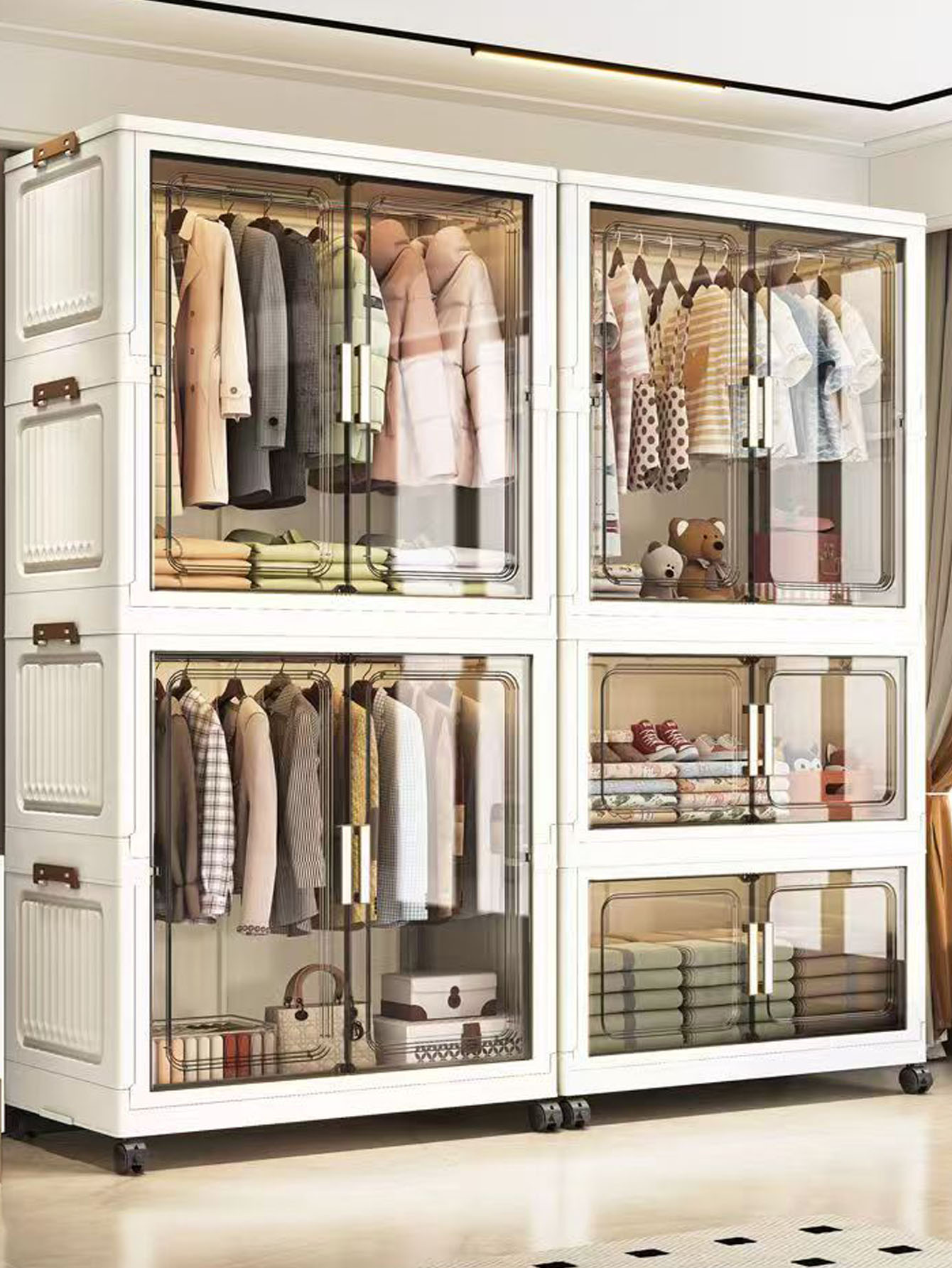 多層構造の厚手プラスチック収納キャビネット、家庭用寝室、ベビ - Closet Organizer Baby のレビューと価格