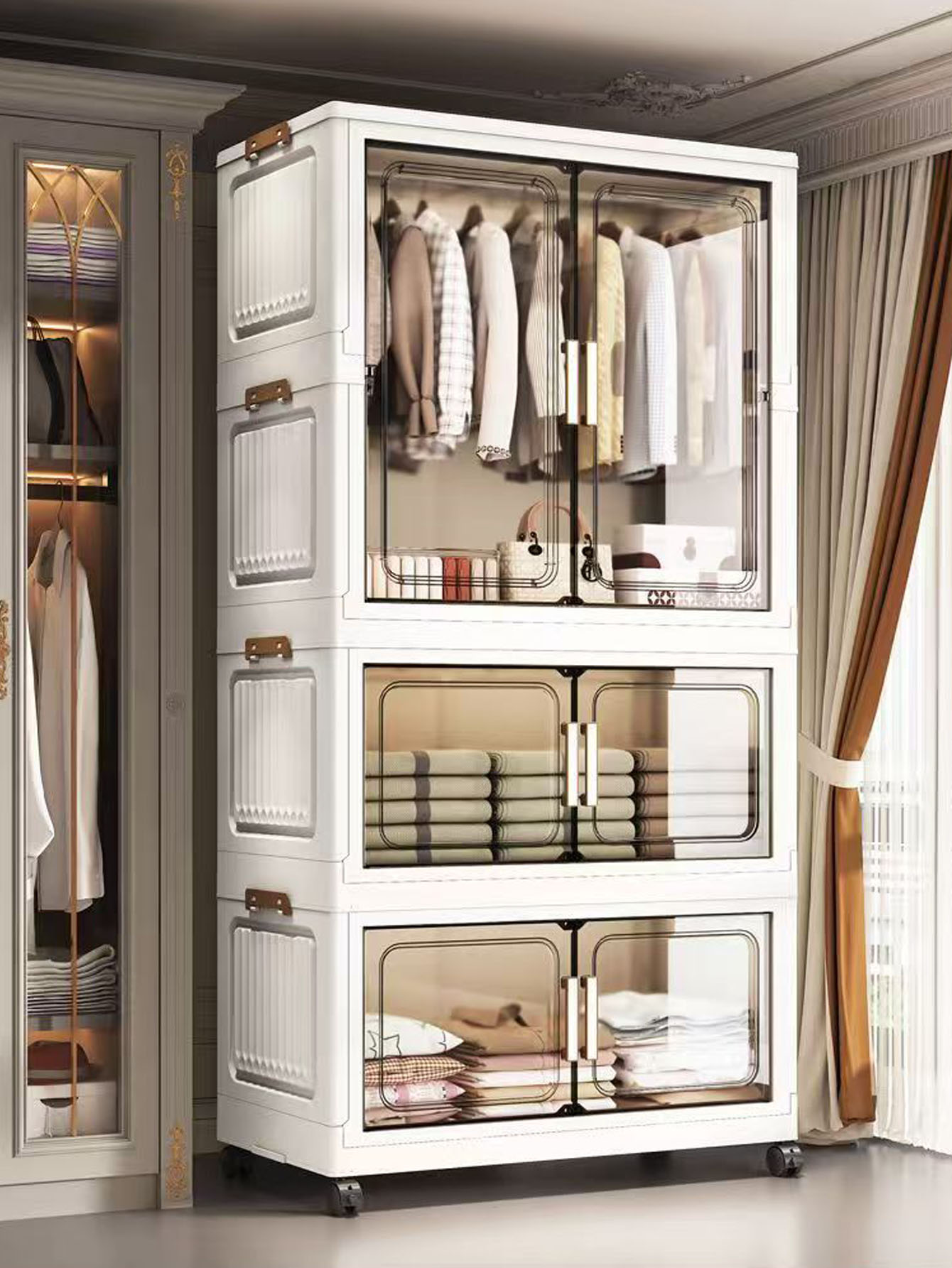 多層構造の厚手プラスチック収納キャビネット、家庭用寝室、ベビ - Closet Organizer Baby のレビューと価格