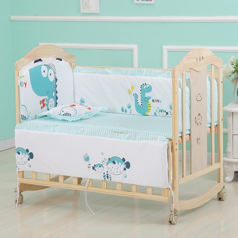 漫画のベッドリネンセット,綿のベッドリネン,ベッドフェンス, - Convertible Crib Set のレビューと価格