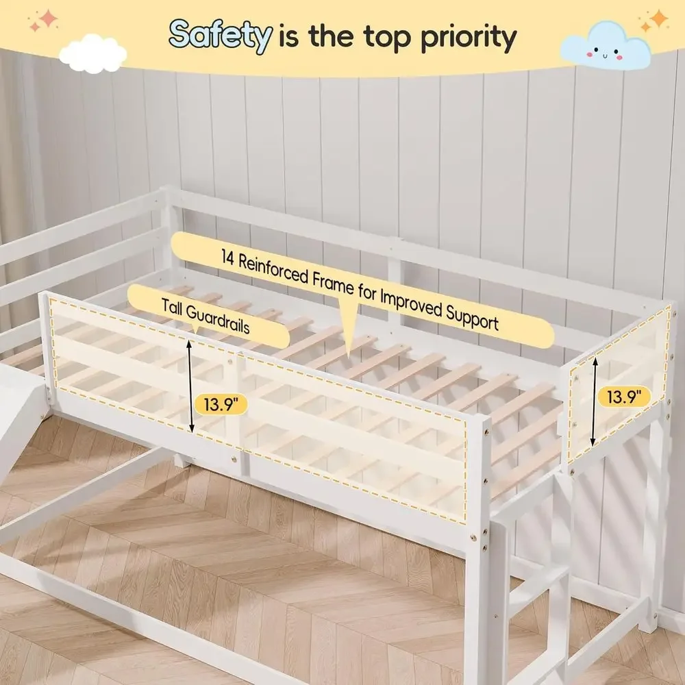 ツインサイズの子供用二段ベッド、スライド、はしご、安全柵、幼 - Bed Rail Toddler のレビューと価格