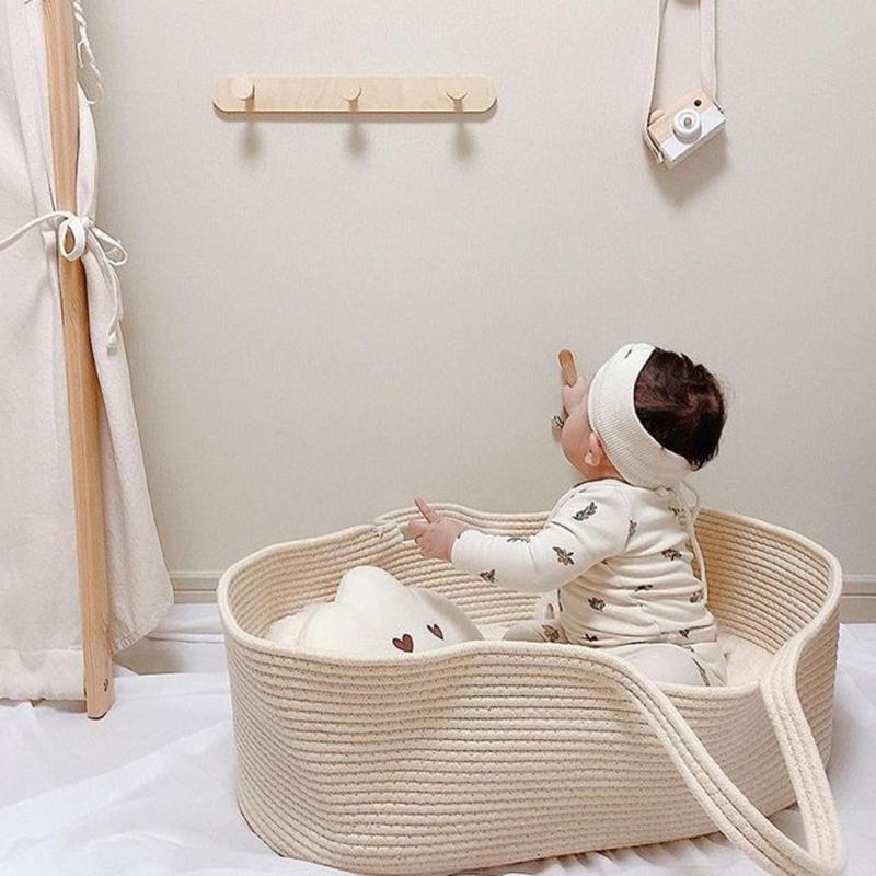 J15U ポータブルベビーモーゼバスケットキャリア綿ロープ織 - Baby Nursery Basket のレビューと価格