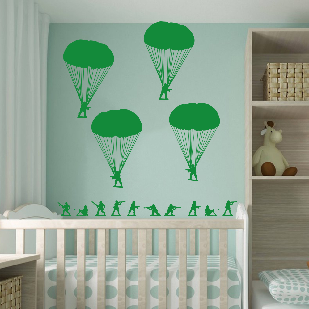 陸軍男性兵士空挺部隊ウォールステッカー保育キッズルーム戦争武 - Baby Nursery Vinyl Wall Stickers のレビューと価格