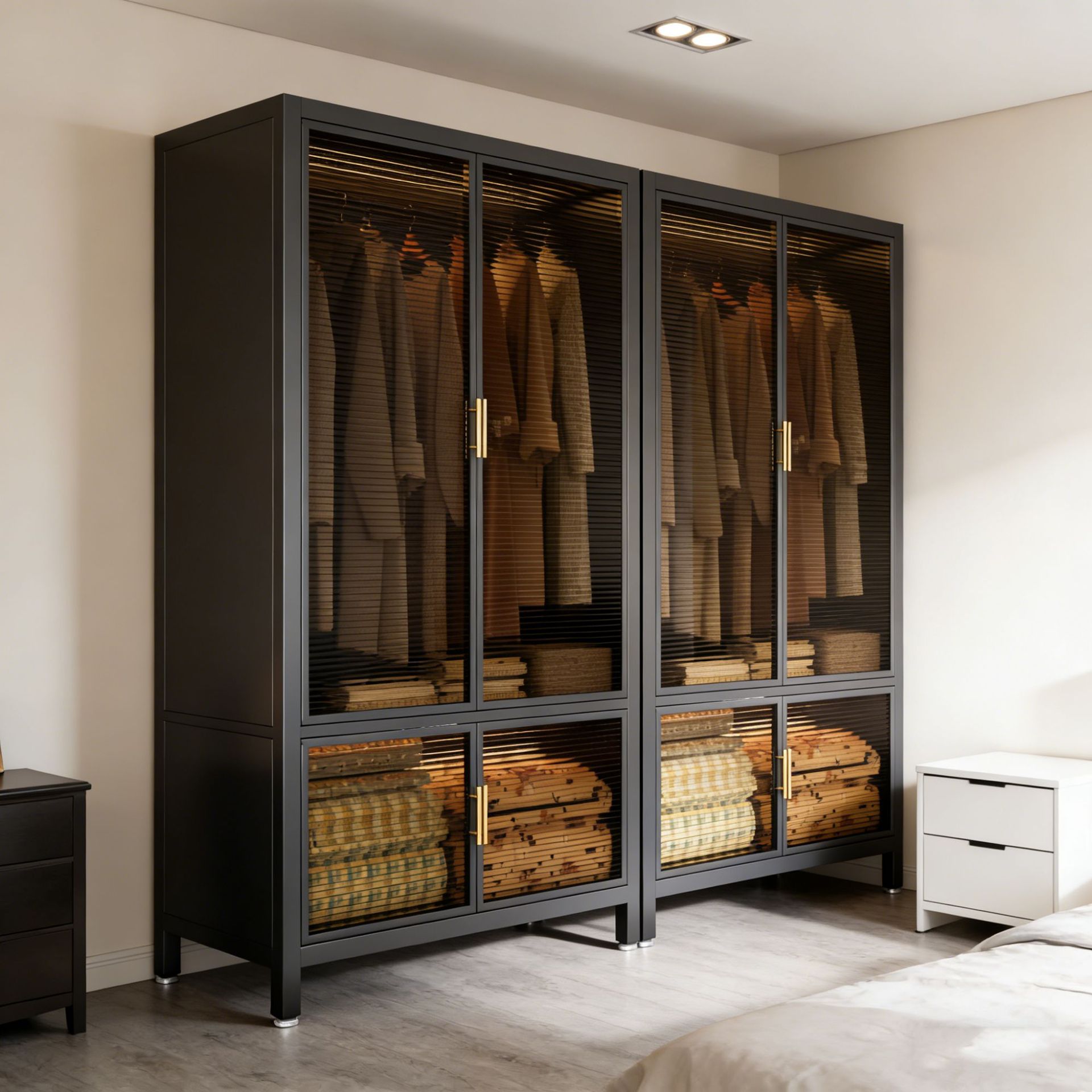 スチールガラス製ワードローブクローゼット寝室用簡単組み立て鉄 - Closet Organizer Baby のレビューと価格