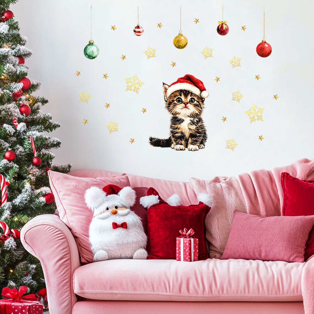 かわいいクリスマスペットウォールステッカーリムーバブルビニー - Baby Nursery Vinyl Wall Stickers のレビューと価格
