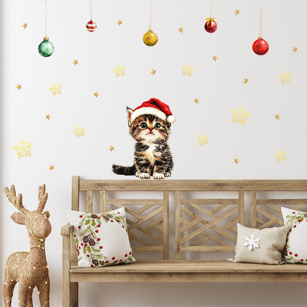 かわいいクリスマスペットウォールステッカーリムーバブルビニー - Baby Nursery Vinyl Wall Stickers のレビューと価格