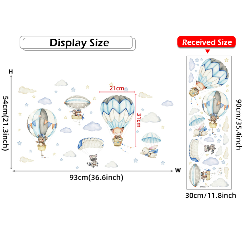 漫画かわいい動物熱気球ウォールステッカーキッズルームベビー保 - Baby Nursery Ornaments のレビューと価格