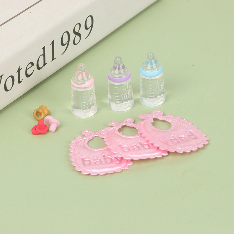 ミニチュア哺乳瓶とおしゃぶりよだれかけセット,ドールハウス, - Baby Nursery Sets のレビューと価格