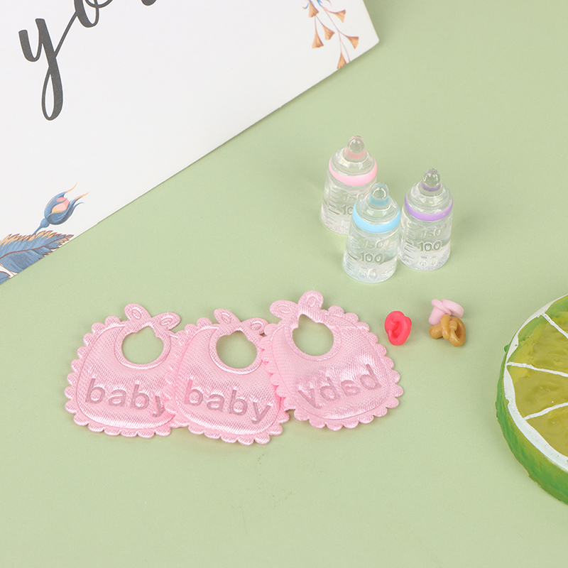 ミニチュア哺乳瓶とおしゃぶりよだれかけセット,ドールハウス, - Baby Nursery Sets のレビューと価格
