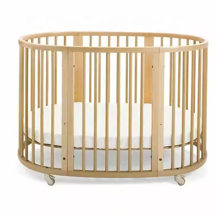 3in1オーバル型木製ベビーベッド（ロック付きキャスター付き - Convertible Crib Set のレビューと価格