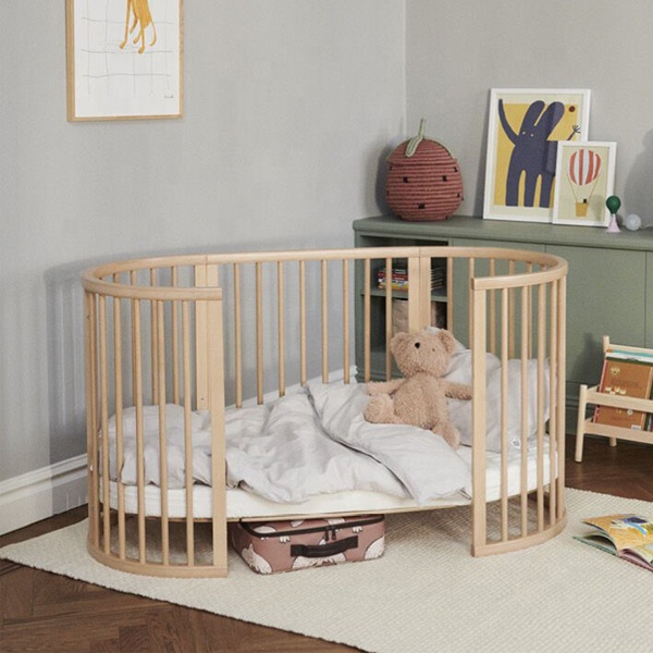 3in1オーバル型木製ベビーベッド（ロック付きキャスター付き - Convertible Crib Set のレビューと価格