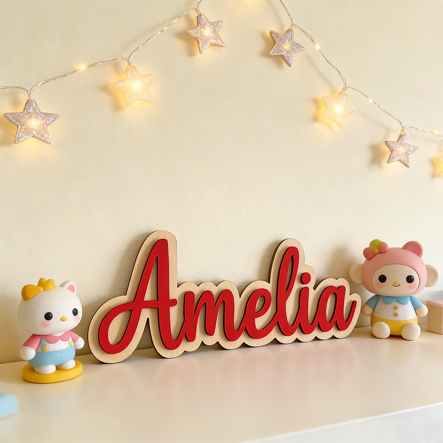 1個入りカスタマイズされた二層木製姓札、カスタマイズされたギ - Baby Nursery Ornaments のレビューと価格
